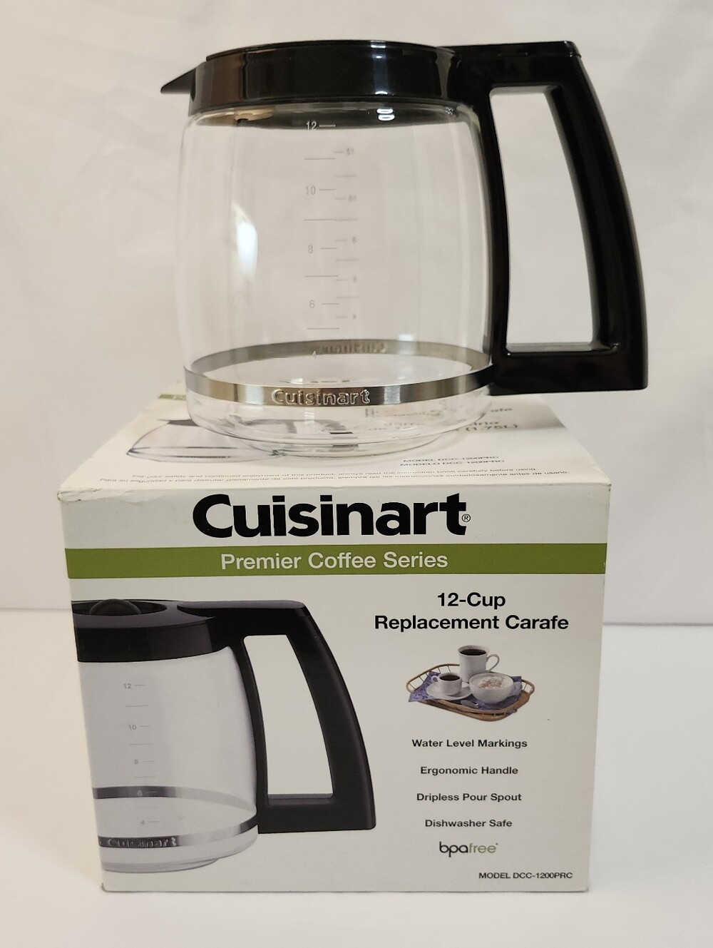 Cuisinart DCC-1200PRC Glass 12 Cup Replacement Carafe - Black NIB *READ